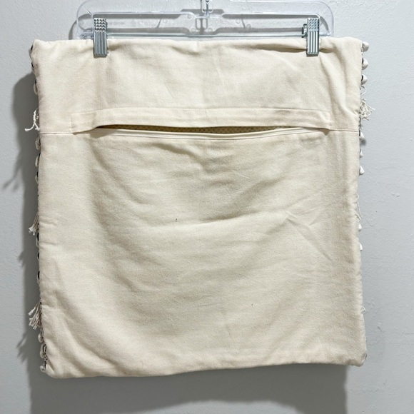 SURYA Gray Black Textured Stripe Tassel Chunky Boho Pillow Cover Size 18” X 18” - Picture 3 of 5